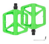 Aprilsunnyzone Pedales de bicicleta con marco de nailon, plataforma ancha, tacos antideslizantes de doble cara, paneles reflectantes y conjunto de rodamientos protegidos (verde)