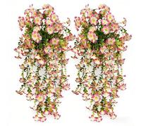 Aprilsunnyzone Petunias artificiales con textura realista, pétalos resistentes a los rayos UV y tallos resistentes para macetas al aire libre, balcones, patios, jardines, jarrones de interior (rosa)