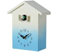 Aprilsunnyzone Reloj de cuco con mecanismo de movimiento silencioso, sonido de cuco cada hora y pájaro que emerge del área de la ventana (azul)