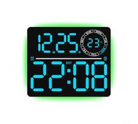 Aprilsunnyzone Reloj de pared LED para sala de estar con capacidad de visualización dual Interruptor entre temperatura en tiempo real y soporte de cuenta regresiva de número de semana actual (azul)