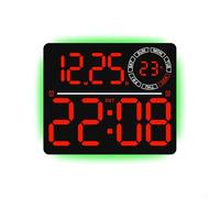 Aprilsunnyzone Reloj de pared LED para sala de estar con capacidad de visualización dual Interruptor entre temperatura en tiempo real y soporte de cuenta regresiva de número de semana actual (rojo)
