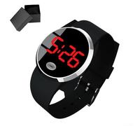 Aprilsunnyzone Reloj electrónico LED con pantalla táctil con pantalla grande para hombres y mujeres, cuerpo de plástico adecuado para ocio, deportes y ocasiones de negocios (rojo plateado)
