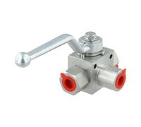 Aprilsunnyzone Válvula de bola de alta presión de 3 vías para sistemas hidráulicos, control manual, clasificación de 500 bares, acero de carbono con zinc plateado para mayor durabilidad (G3/4)