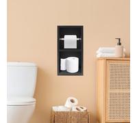 Apriltop Nicho de Ducha, de Acero Inoxidable 304, 2 Niveles Nicho de Pared Baño, con Reposapiés, Espesor de La Chapa 0,8 mm, Capacidad de Carga 20 Kg, para Doméstico y Hotel (Negro)