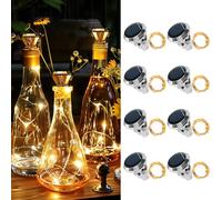 Apritsce Luz Para Botella Solar, 8 Piezas Luces LED Para Botellas De Cristal, 2M 20LEDs Guirnaldas Luces Exterior Solar Botella, Tapon Botella Luz LED Para Fiesta, Exterior, Jardín