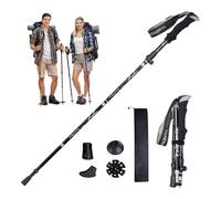 Aprllolg Bastón de Senderismo, Bastón de Trekking Plegable Ajustable 7075 Aleación de Aluminio, Anti-Choque Bastones de Marcha para Alpinismo Trail Viaje Mochilero (Negro)