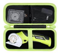 Aproca Funda compatible con tijeras eléctricas inalámbricas SnapFresh, mini cortador de cajas, bolsa portátil de almacenamiento para accesorios, color negro con cremallera verde (solo funda)