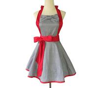 Apron Black And White Grid Layer Big Bow Cotton Fabric Skirt Home Kitchen Cooking Aprons for Woman Adult Bibs