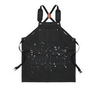 Apron With Pockets, Heavy Duty Waxed Canvas Tool Apron With Cross-Back Straps, Adjustable Tool Kitchen Waterproof Accessories For Men Women Carpenter Woodworker Kitchen Cooking Chef Grilling, Negro