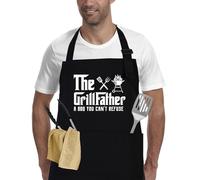 APRONPANDA The Grill Father - Delantal de cocina para hombre, divertido delantal de cocina con bolsillos, regalos de Navidad para hombres, marido, papá, abuelo, regalos de cumpleaños