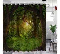 APROPHIC Cortina de ducha de bosque, árbol verde ducha natural ducha ducha exterior primavera paisaje paisaje cortina de ducha Set de cortina de ducha impermeable, decoración natural 72x72 pulgadas