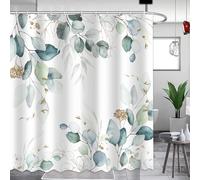 APROPHIC Cortina de ducha de hojas de eucalipto baño de hojas decorativa cortina de ducha de 72 x 72 pulgadas, tela de poliéster, cortina de baño impermeable con separador de bañera con 12 ganchos