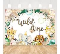 APROPHIC Wild One Banner Fondo Selva Animal Primer Año Cumpleaños Animales Salvajes Baby Shower Banner Fondo Fotográfico Pampas Hierba Baby Shower Baby Shower Decoración Pastel Decoración de Mesa 210