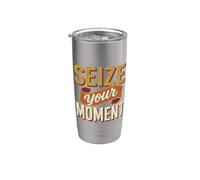 Aprovecha tu momento Tipografía motivacional retro Vaso térmico de acero inoxidable de doble pared