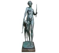 Aprox. 40 libras estatua de bronce real de Diana Artemis - 31.5 pulgadas grande griega romana cazadora, bronce fundido de cera perdida con base de mármol, arte de calidad de museo para mansión