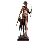 Aprox. 40 libras estatua de bronce real de Diana Artemisa, escultura de cazadora griega romana grande de 31.5 pulgadas, bronce fundido de cera perdida con base de mármol, arte de calidad de museo para