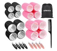 APROZA APROZA - Juego de 26 rodillos de pelo de varios colores con 4 tamaños surtidos con 8 clips, herramienta de trenzado de salón y peine para estilos de cabello para mujeres
