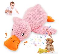 AprYew Pato calmante para perros The Mellow Dog 2025, juguete para perros con chirriador suave, juguete de pato de peluche amarillo duradero, juguetes interactivos para perros masticadores de interior