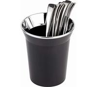 APS 00026 Tabla definiciones de los restos de contenedores / cubiertos, 13 cm Ø, H: 15cm, SAN, negro, con el borde cromado diseñado por la cultura FORMA -TOP CHROME