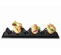 APS 11887 - Presentador de aperitivos (3 huecos, 29 x 19 cm, altura 6,5 cm, poliestireno, negro, con ranura para zumo y mango, fabricado en Alemania)