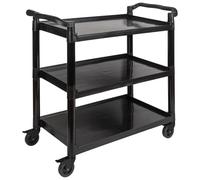 APS 11944 - Carro de Servicio con Estructura de Aluminio Negro, 3 estantes, Distancia por Estante, 31 cm, 4 Ruedas giratorias con Bloqueo, Capacidad de Carga de 50 kg por Estante, desmontado, fácil