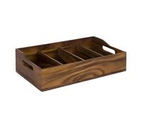APS 11952 - Cubertería, 51 x 28 cm, altura 13 cm, madera de acacia, 4 compartimentos 26 x 11,5 cm cada uno