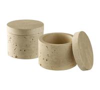 APS 15918 Caja MINERA, juego de 2 - Hormigón, Ø 6 cm, alto: 5 cm, aspecto travertino, pieza única