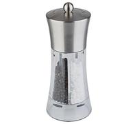 Molinillo de sal y pimienta APS 2 en 1 - Ø 8 cm y 19 cm de altura, molinillo de especias con mecanismo de molienda de cerámica, práctico molinillo transparente con grado de molienda ajustable, no apto para el lavavajillas
