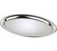 APS Bandeja de servicio Kaffeehaus, bandeja clásica de cafetería vienesa, bandeja de acero inoxidable, muy pulida, ovalada, borde enrollado, 26,5 x 19 cm, 1 cm de altura