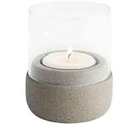 APS 3038 Elements - Juego de 2 portavelas de hormigón con cristal transparente y parte inferior antiarañazos, diámetro 6 x 8 cm