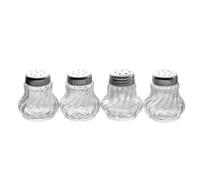 APS mini shakers, salero y pimentero, juego de 4 mini shakers de cristal con tapa de acero inoxidable para sal y pimienta, 3,5 x 3,5 cm, altura 4 cm