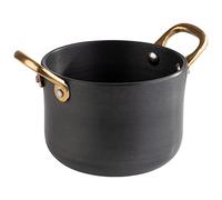 APS 40740 - Olla para servir (aluminio, asas de latón, diámetro de 11,5 cm, 0,6 L), color negro