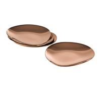 APS 40794 PEBBLES, Juego de 4 platos, acero inoxidable, revestimiento de PVD, 9 x 9 cm, altura 1 cm, aspecto de cobre