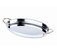 APS 60310 de Servicio / plato de acompañamiento, 31 x 21,5 cm, Altura: 3 cm, de acero inoxidable pulido, chapado en oro, mangos de acero inoxidable de 1,2 litros
