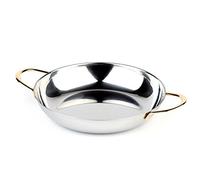 APS 61280 Servir / plato de acompañamiento, Ø 28 cm, H: 4 cm, de 2 litros, acero inoxidable, oro plateado mangos de acero inoxidable