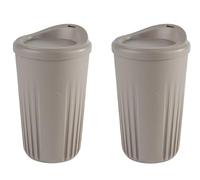 APS 67552 - Juego de vasos reutilizables para llevar (2 vasos y 2 tapas, 400 ml, polipropileno), color marrón