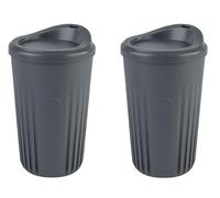 APS 67553 Set de tazas reutilizables To Go, 2 tazas, 2 tapas, 400 ml, polipropileno, antracita