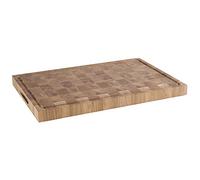 APS 806 Tabla de cortar - Tabla para quesos de madera de roble engrasada, 58 x 37,5 x 4,5 cm, tabla de madera con canalón, con patas antideslizantes y asas huecas