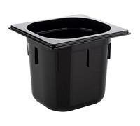 APS 82078 GN 1/6 Depósito Gastronorm de policarbonato, dimensiones 176 x 162 mm/altura 150 mm/volumen 2,2 litros, color negro (Paquete de 6)