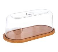 APS 826 Bandeja con capucha - Bandeja ovalada de madera de bambú con cubierta (28 x 14 cm, altura: 11,5 cm) - Campana de queso