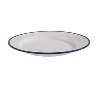 APS 84951 Plato con aspecto de esmalte, Ø 24,5 cm, altura 2,5 cm, melamina, blanco con borde azul