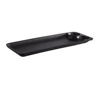 APS 85097 Nero - Bandeja de melamina con 2 cuencos integrados, bandeja para servir platos para muchos platos, 41,0 x 15,0 x 2,5 cm