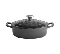 APS 88301 Cazuela con tapa "5 STARS", hierro fundido, apta para inducción, refractaria, incl. soporte para tapa, Ø 25 cm, 2,5 litros, antracita