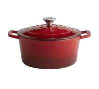 APS 88302 Cacerola con tapa "5 STARS", cazuela de hierro fundido, apta para inducción, refractaria, incl. soporte para tapa, Ø 25 cm, 4 litros, rojo