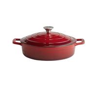 APS 88304 Cazuela con tapa "5 STARS", hierro fundido, apta para inducción, refractaria, incl. soporte para tapa, Ø 28 cm, 3 litros, rojo