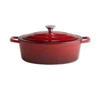 APS 88308 Cacerola con tapa "5 STARS", hierro fundido, apta para inducción, refractaria, incl. soporte para tapa, 33 x 25 cm, 5 litros, rojo