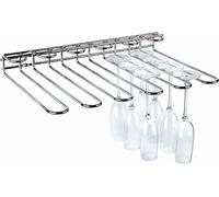 Barra para copas APS, 45 x 32 x 6 cm, soporte para copas de alta calidad fabricado en metal cromado, soporte para copas de vino para 20 copas, soporte para colgar copas para el bar de casa, cocina, bar, pub, restaurante