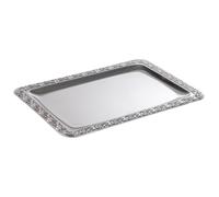 APS Bandeja de acero inoxidable con borde decorativo, 35 x 24 cm, rectangular