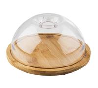 APS Bandeja de bambú con campana, juego compuesto por: bandeja de bambú de 20,5 cm de diámetro, 1,5 cm de alto, 18 cm de diámetro, altura: 8,5 cm de alto