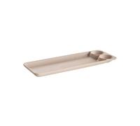 APS Bandeja NERO-, 41 x 15 cm, con 2 cuencos para salsas integrados Ø 6 cm, color arena, melamina, apilable, apto para lavavajillas